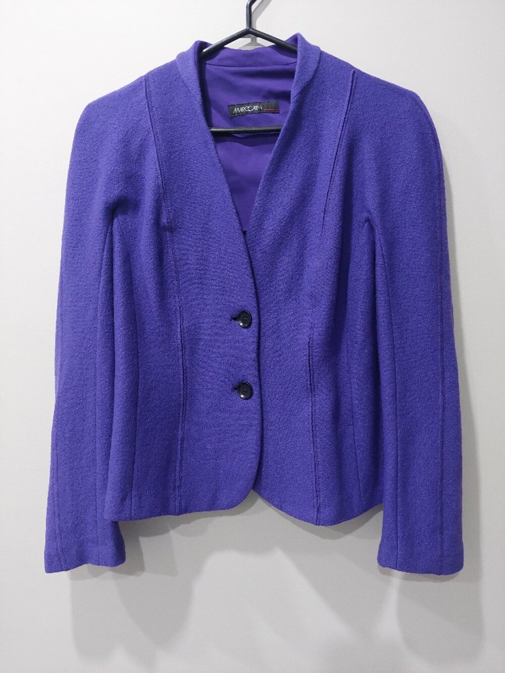 Marc Cain Women's Sz 3 Boiled Wool Blazer Vibrant Purple